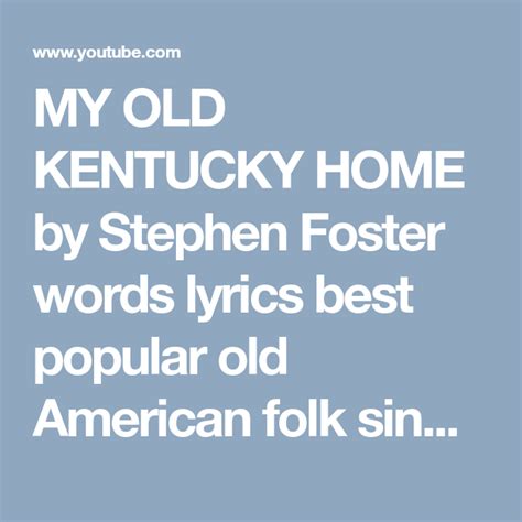 My Old Kentucky Home Lyrics Printable - Printable Word Searches