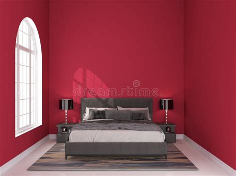 Bedroom Interior. Bedroom with Red Walls. AI Generative Stock ...