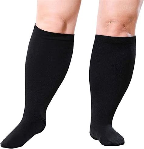 Wide Calf Compression Socks For Women And Men Circulation 20 30mmhg Plus Size Knee High Support