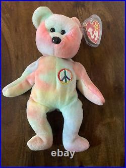 Nwt Rare Ty Beanie Baby Peace Bear With Tag Errors Ty Beanie