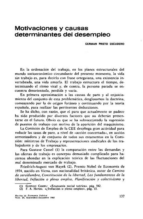 PDF Motivaciones Y Causas Determinantes Del Desempleo Dialnet