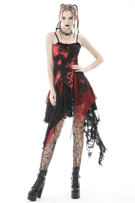 Punk Rock Red Black Tie Dye Witchy Gothic Dress by Dark in Love ...