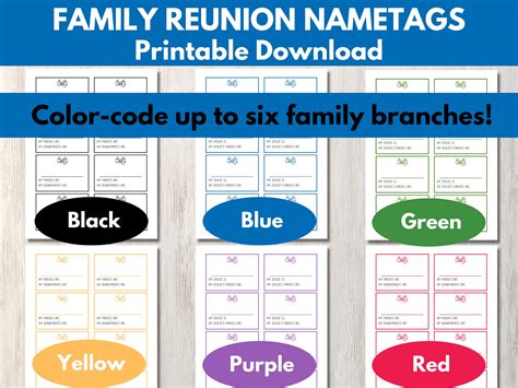 Family Reunion Name Tags Printable Reunion Nametags With Family Tree ...