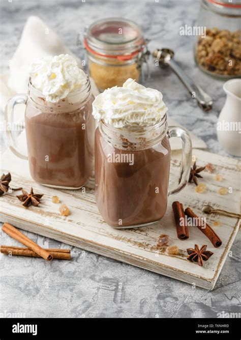 Hot Chocolate With Whipped Cream Stock Photo Alamy