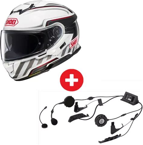 Pack Casque Shoei Gt Air Discipline Tc Blanc Noir Intercom Sena