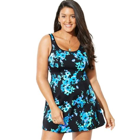 Swimsuits For All Womens Plus Size Chlorine Resistant Tank Swimdress