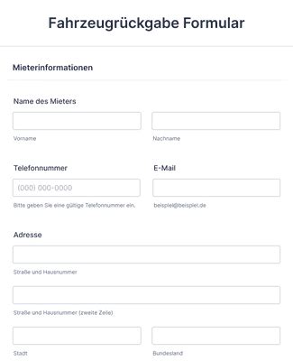 Fahrzeugrückgabe Formular Formularvorlage Jotform