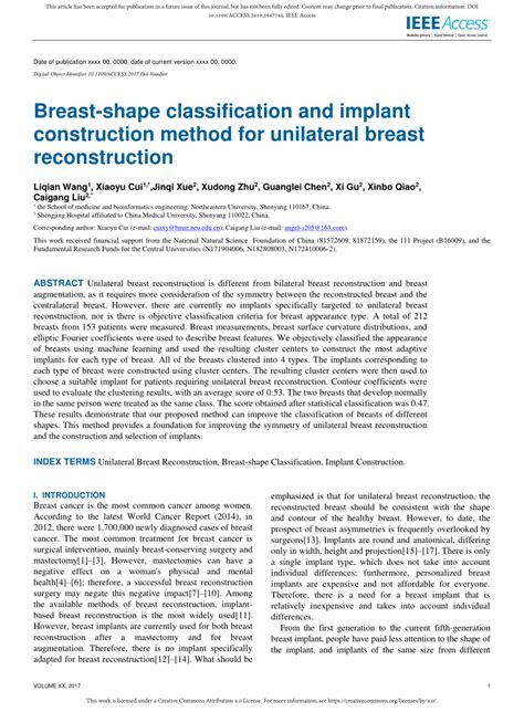 Pdf Breast Shape Classification And Implant Construction Method For