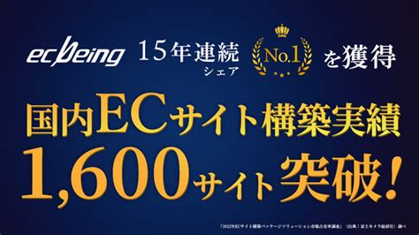 Ecbeing、国内ecサイト構築実績1600サイト突破 15年連続シェアno1を獲得｜株式会社ecbeingのプレスリリース