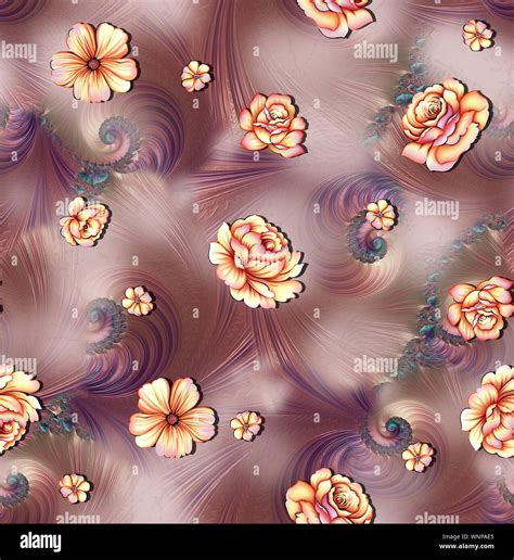 Seamless Flower Design Digital Print Stock Photo Alamy