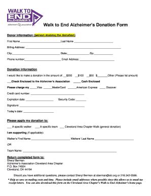 Fillable Online Alz 2014 Offline Donation And Tracking Forms