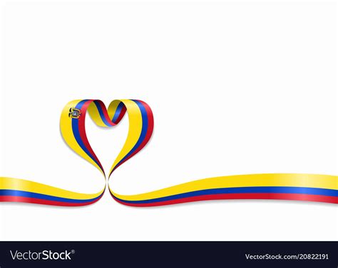 Ecuadorian Flag Heart Shaped Ribbon Royalty Free Vector