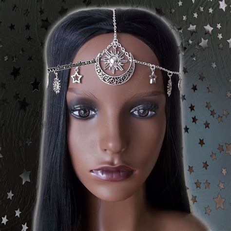 Celestial Headpiece Sun Moon And Stars Silver Head Chain The Charmed Maiden