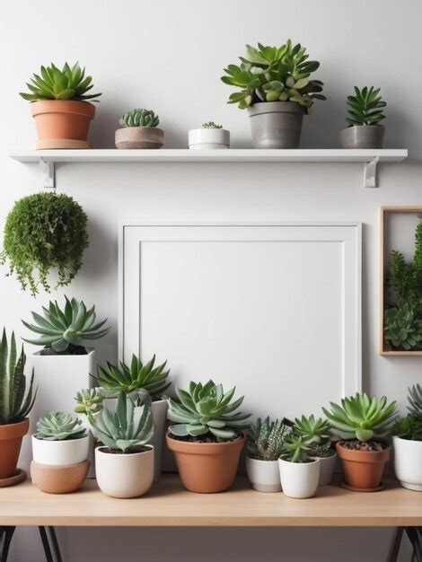 Premium Photo A Minimalist Workspace With Green Succulents In Pots