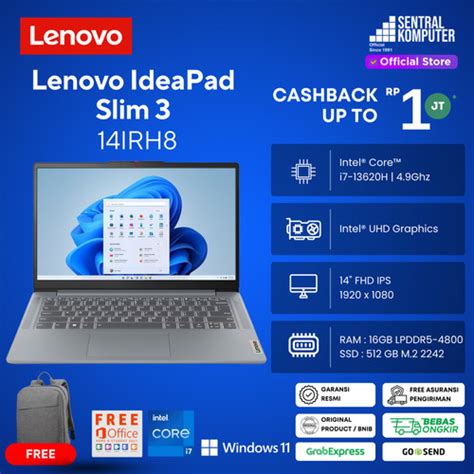 Promo Lenovo Ideapad Slim 3 14irh8 Core I7 13620h 16gb 512gb W11 Ohs