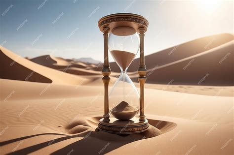 Premium Photo Close Up Of Hourglass On Sand In Desert With Sunlight Created Using Generative