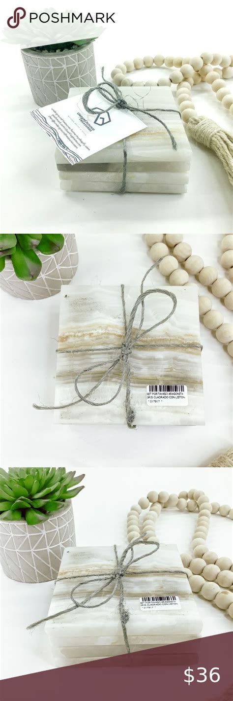 Aragonite Onyx Gray Stone Square Coasters Set Of 4 Grey Stone Coaster Set Aragonite