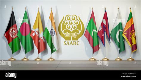 Saarc Flags Of Memebers Of South Asian Association For Regional