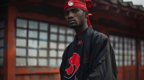 A Man Wearing A Red Hat With A Red Logo On It Premium Ai Generated Image