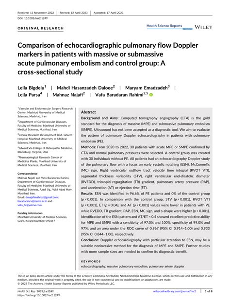 Pdf Comparison Of Echocardiographic Pulmonary Flow Doppler Markers In