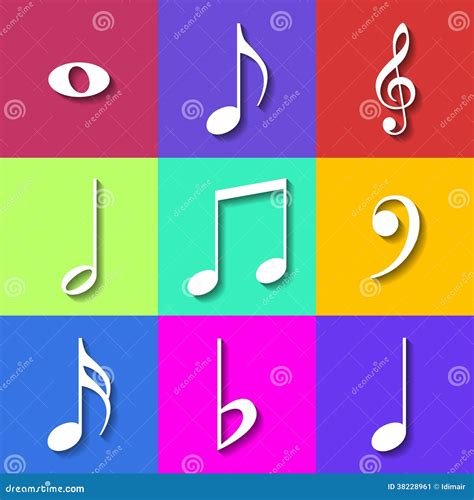 Set Of Flat Music Notes Icons Vector Stock Vector Illustration Of