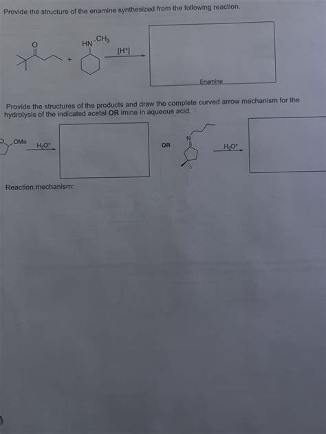 Answered Provide The Structure Of The Enamine Bartleby