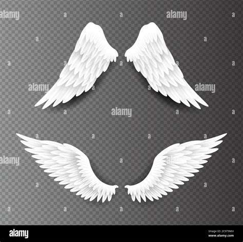 Pair Of Beautiful White Angel Wings Isolated On Transparent Background