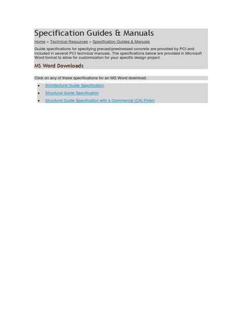 specification guides