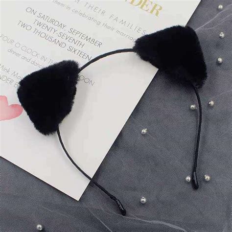 Fuzzy Cat Ears Headband Black Neo Tokyo