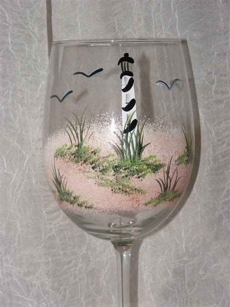 Lighthouse Hand Painted Wine Glasses