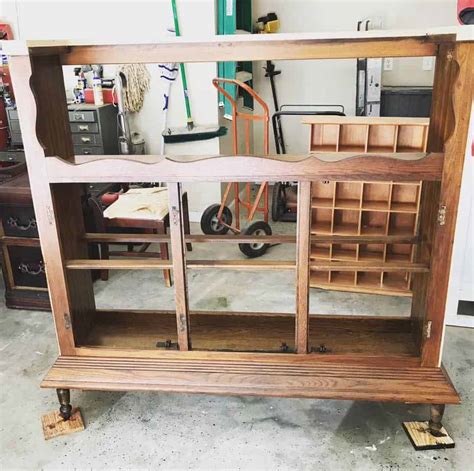 Repurposed Hutch Top Into Farmhouse Cabinet Flipped Upside Down