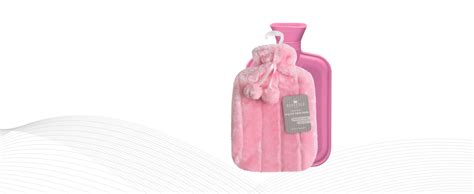 Revitale Luxury Cosy Faux Fur Pom Pom Hot Water Bottle Litre Baby Pink Amazon Co Uk