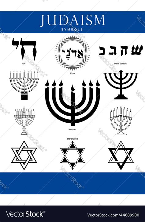 Set of judaism symbols on white background Vector Image