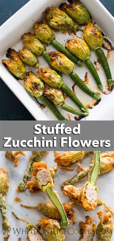 Stuffed Zucchini Flowers Recipe Squash Blossoms White On Rice Couple