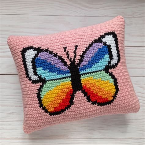 Butterfly Crochet Pattern Crochet Pillow Pattern Cute Etsy