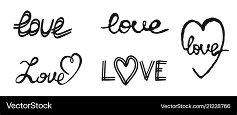 Hand Write Text Love Design Elements Royalty Free Vector