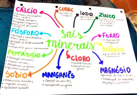 Sais Minerais Mapa Mental - MAPA MENTAL SOBRE SAIS MINERAIS - Maps4Study