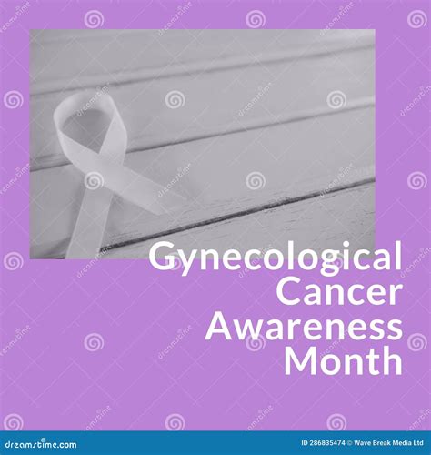 Composite Of Gynecological Cancer Awareness Month Over Ribbon On Grey