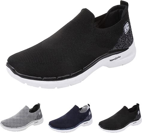 Herren Freizeitschuhe Schwarz Mesh Ohne Schnürsenkel Bequem Running