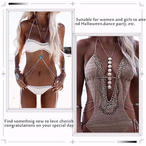 Boho Crystal Body Chain Silver Bikini Chain Bra Summer Beach Body Jewelry Chain For Women And