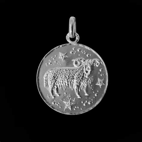 Médaille Signe du Zodiaque argent 925 Le Bélier 1 Fabricant Paris