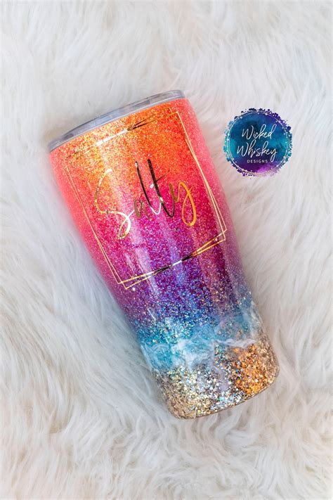 Glitter Tumbler Beach Tumbler Epoxy Tumbler Salty Tumbler Sparkle