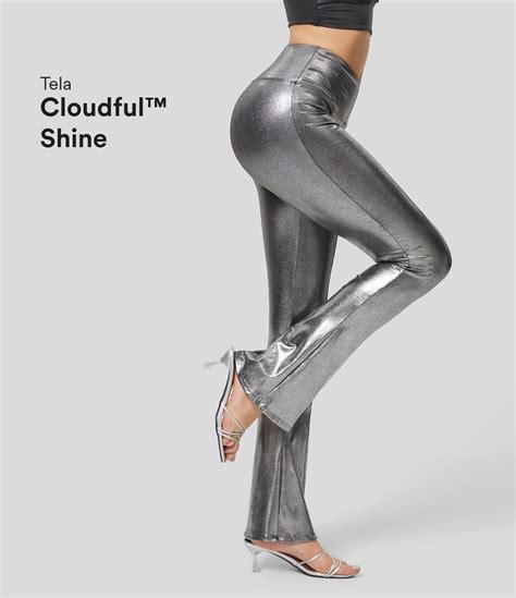 Pantalón acampanado metálico efecto piel en Tela Cloudful Shine ultra