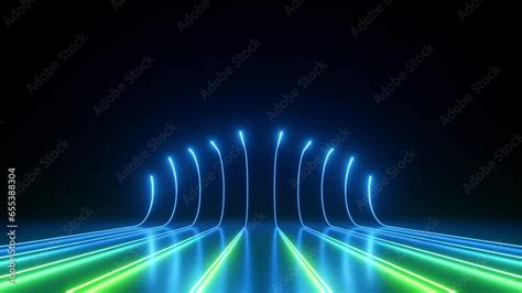 Cycled D Animation Abstract Animated Background Of Green Blue Neon