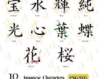 Kanji Symbols PNG Japanese Word SVG Bundle Kanji Characters - Etsy