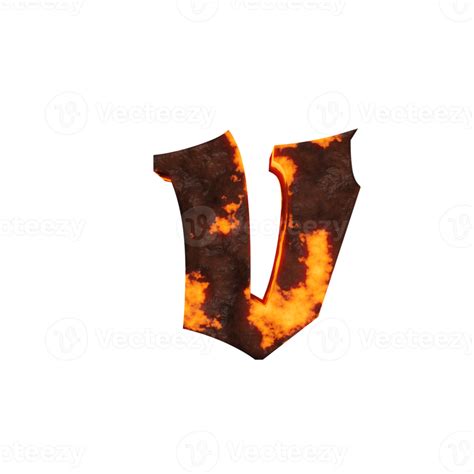 Lava Text Effect Letter V 3d Render 16316851 Png