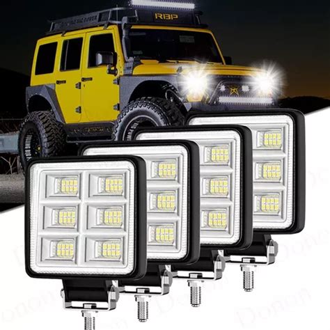 Kit Farol Led Quadrado Milha W Leds Jeep V V Frete Gr Tis