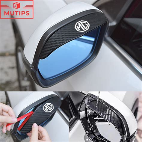 Mg 2pcsset Car Carbon Fiber Side Rear View Mirror Rain Eyebrow