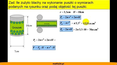 Objętość i pole całkowite walca Wzory MatFiz24 pl YouTube