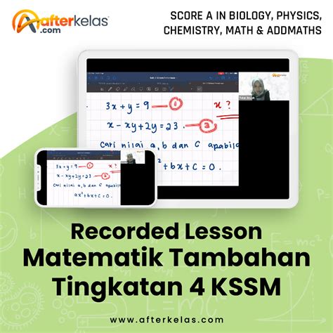 Recorded Lesson Matematik Tambahan Tingkatan 4 Kssm Afterkelas